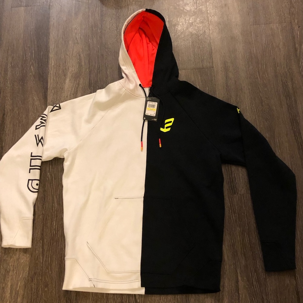 Under Armor Embiid pullover hoodie: mens medium, Half white half black